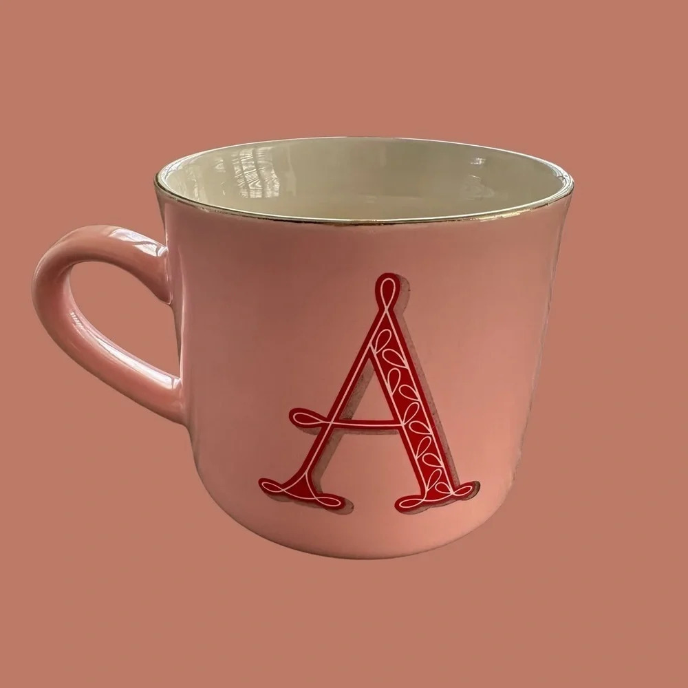 Target Opalhouse Pink Coffee Mug Letter A Initial Monogram Red Collectible